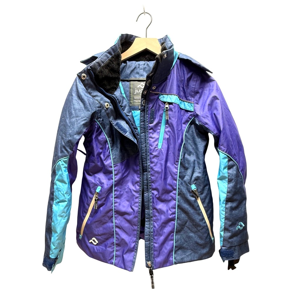 Jupa Kids Ski Jacket Purple Blue Waterproof Breathable Hooded‎ Size 12